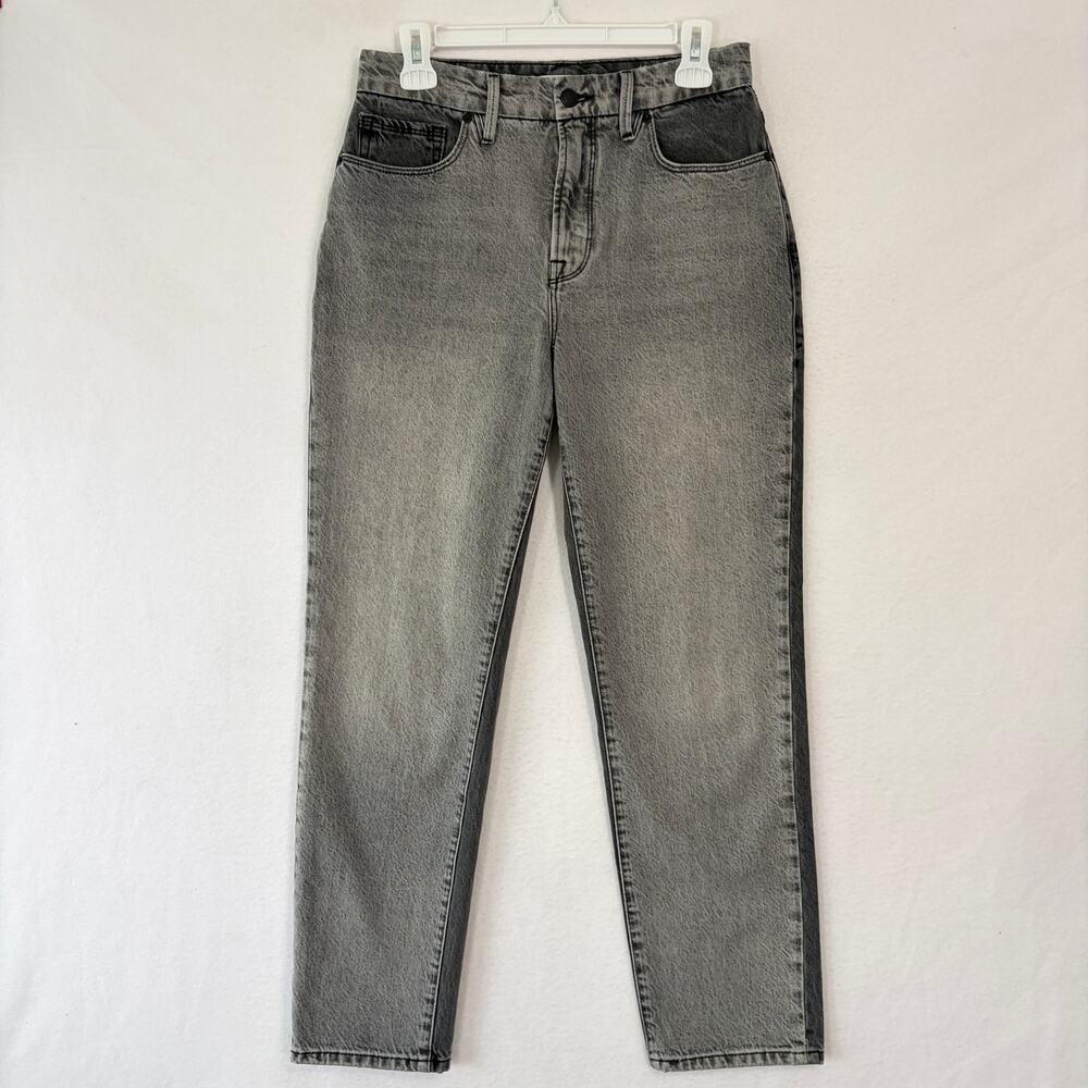 Good American Jeans Women’s Size 2/26 Dark Gray Black Two Tone Straight Leg